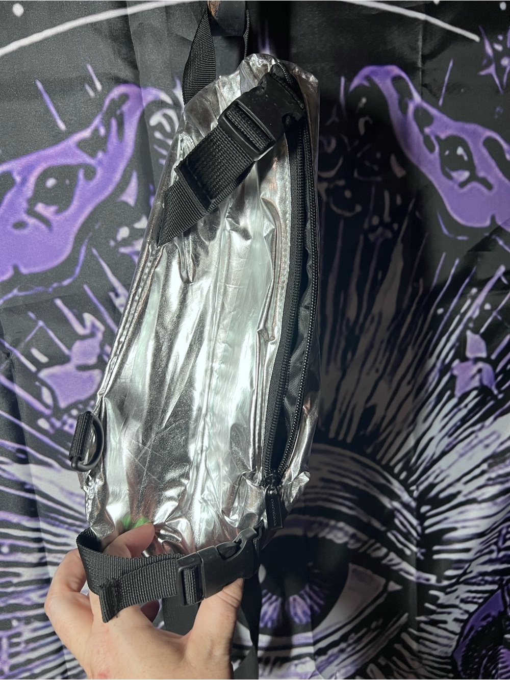 Paco Rabanne Metallic Silver Sling Backpack - Picture 2 of 4